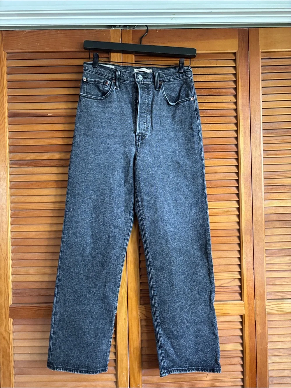 Levi's Premium‎ Ribcage Straight Ankle Women’s Washed Black Straight Jeans Sz 30